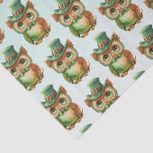 Schattigee Uil in een Groene Top Hoed Pattern Tissuepapier (Detail)