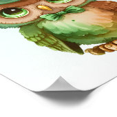 Schattigee Uil in een Groene Top Hoed Poster (Hoek)