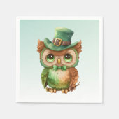 Schattigee Uil in een Groene Top Hoed Servet (Voorkant)