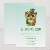 Schattigee Uil in een groene Top Hoed St. Patty's  Kaart (Voorkant / Achterkant)