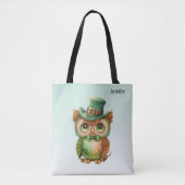 Schattigee Uil in een Groene Top Hoed Tote Bag (Voorkant)