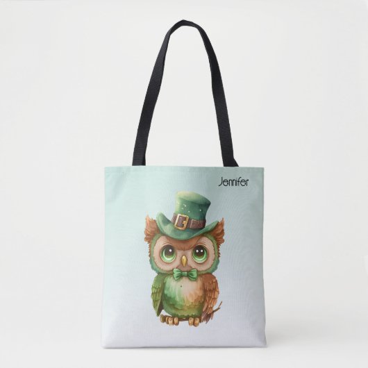 Schattigee Uil in een Groene Top Hoed Tote Bag (Voorkant)