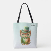 Schattigee Uil in een Groene Top Hoed Tote Bag (Achterkant)