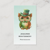 Schattigee Uil in een Groene Top Hoed Visitekaartje (Voorkant)