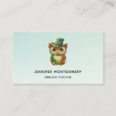 Schattigee Uil in een Groene Top Hoed Visitekaartje (Voorkant)