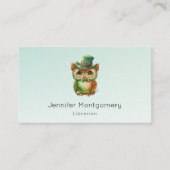 Schattigee Uil in een Groene Top Hoed Visitekaartje (Voorkant)