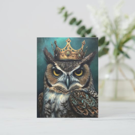 Schattigee Uil in een Kroon Briefkaart (Staand voorkant)