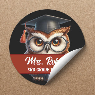 Schattigee UIL in Glasses Red Stripe Tutor Teacher Ronde Sticker