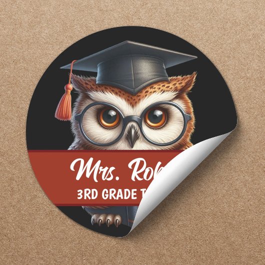 Schattigee UIL in Glasses Red Stripe Tutor Teacher Ronde Sticker