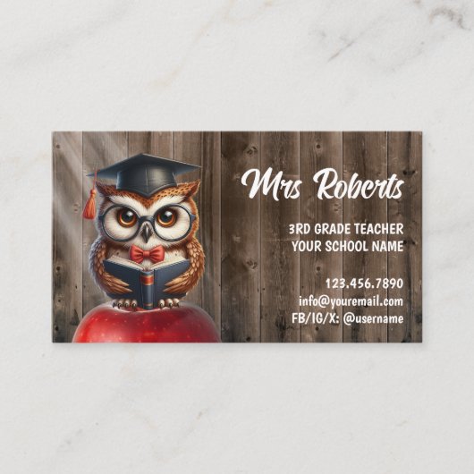 Schattigee UIL in Glasses Tutor Teacher Schuur Hou Visitekaartje (Voorkant)