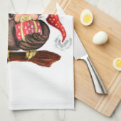 Schattigee Uil In Kerst Pet en Gift Keukenhanddoek (Quarter Fold)