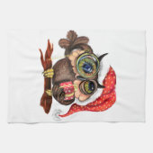 Schattigee Uil In Kerst Pet en Gift Keukenhanddoek (Horizontaal)