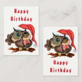 Schattigee Uil In Kerst Pet en Gift Verjaardag Kaa Notitiekaartje (Voorkant / Achterkant)