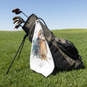 Schattigee uil in waterverf, aanpasbaar golfhanddoek (Groen)