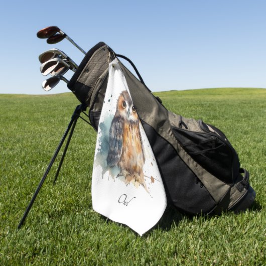 Schattigee uil in waterverf, aanpasbaar golfhanddoek (Groen)