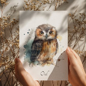 Schattigee uil in waterverf, aanpasbaar kaart