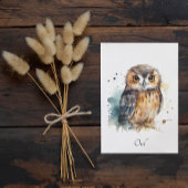 Schattigee uil in waterverf, aanpasbaar kaart