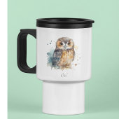 Schattigee uil in waterverf, aanpasbaar reisbeker