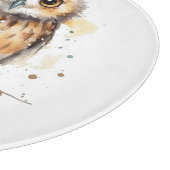 Schattigee uil in waterverf, aanpasbaar snijplank (Hoek)