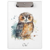 Schattigee uil in waterverf, klembord (Voorkant)