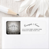 Schattigee uil in zwart-wit, mandala ontwerp etiket (Insitu)