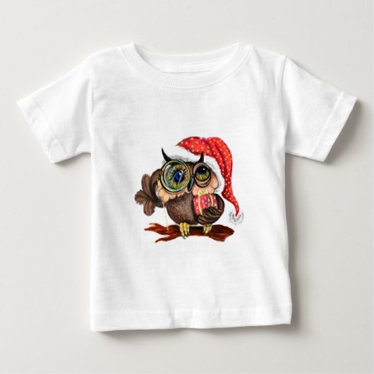 Schattigee Uil Kerst Baby T-shirt (Voorkant)