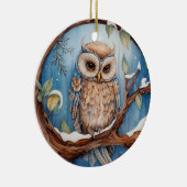 Schattigee Uil Kerst Gepersonaliseerd Keramisch Ornament (Rechts)
