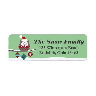 Schattigee Uil Kerst Mailing Label CUSTOM KLEUR