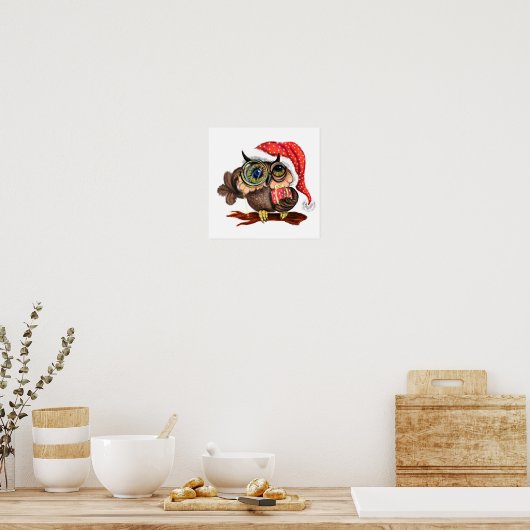 Schattigee uil kerst Poster (Keuken)