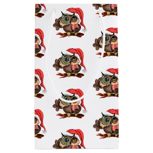 Schattigee uil kerstcadeau tas klein cadeauzakje (Achterkant)