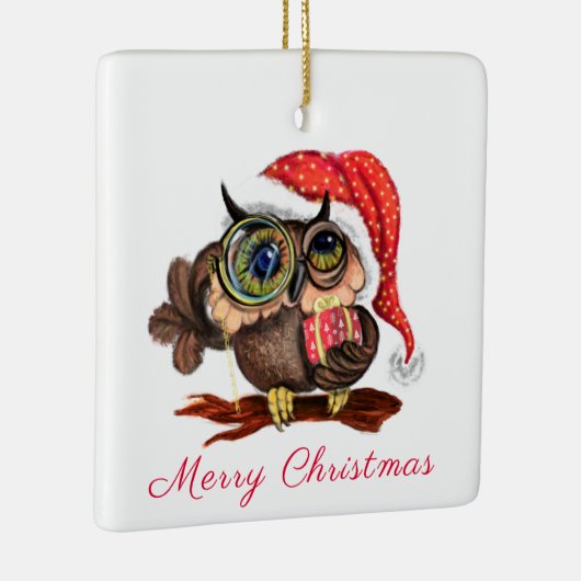 Schattigee uil kerstversiering keramisch ornament (Rechts)