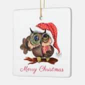 Schattigee uil kerstversiering keramisch ornament (Links)