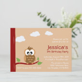 Schattigee uil Kids verjaardagsfeestje Kaart (Staand voorkant)