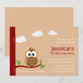 Schattigee uil Kids verjaardagsfeestje Kaart (Voorkant / Achterkant)