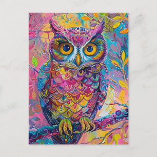 Schattigee Uil Kleurrijke Abstracte Vogel Dier Nat Briefkaart