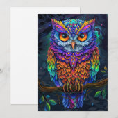 Schattigee Uil Kleurrijke Abstracte Vogel Dier Nat Kaart (Voorkant / Achterkant)