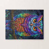 Schattigee Uil Kleurrijke Abstracte Vogel Dier Nat Legpuzzel (Horizontaal)