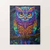 Schattigee Uil Kleurrijke Abstracte Vogel Dier Nat Legpuzzel (Verticaal)