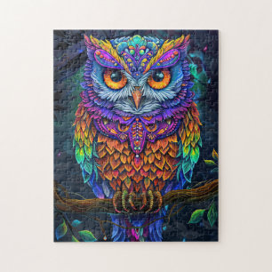 Schattigee Uil Kleurrijke Abstracte Vogel Dier Nat Legpuzzel