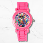 Schattigee Uil Kleurrijke Bright Floral Moon Kinde Horloge<br><div class="desc">Schattigee Uil Kleurrijke Bright Floral Moon Kinder Girly eWatch Watches beschikt over een heldere en kleurrijke schattige uil met bloemen. Creëer door Evco Studio www.zazzle.com/store/evcostudio</div>