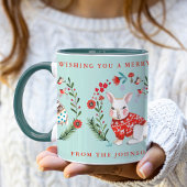 Schattigee Uil Konijn Pinguïn Kerstmis Vakantie Na Mok