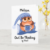 Schattigee uil krijgt goed Wenskaart Kaart (Gele Bloem)