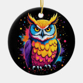 Schattigee Uil kunstwerk Uil Nocturnal Bird Lover Keramisch Ornament (Voorkant)