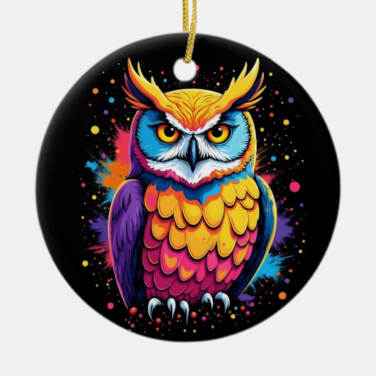 Schattigee Uil kunstwerk Uil Nocturnal Bird Lover Keramisch Ornament (Voorkant)