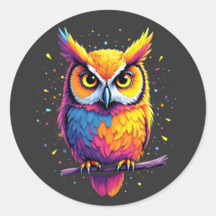 Schattigee Uil kunstwerk Uil Nocturnal Bird Lover Ronde Sticker