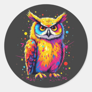 Schattigee Uil kunstwerk Uil Nocturnal Bird Lover Ronde Sticker