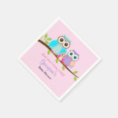 Schattigee uil meisje Baby shower servetten (Hoek)