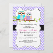 Schattigee Uil Meisje Baby shower Uitnodiging / Pa (Voorkant)