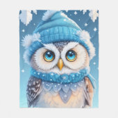 Schattigee uil met een blauw pet fleece deken (Voorkant)