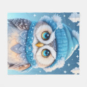 Schattigee uil met een blauw pet fleece deken (Voorkant (Horizontaal))